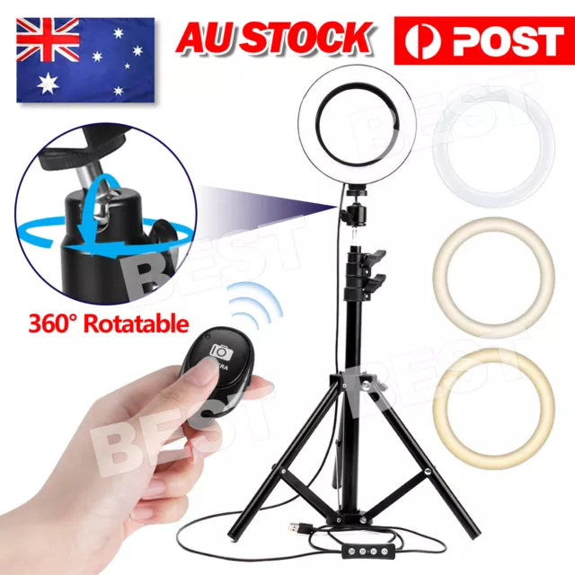 LED Ring Light with Tripod Stand Phone Holder Dimmable Studio Photo Makeup Lamp