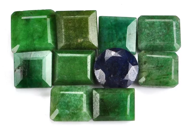 190.10Ct 100% Natural Certified Emerald, Sapphire Mixed Shape Loose Gemstone