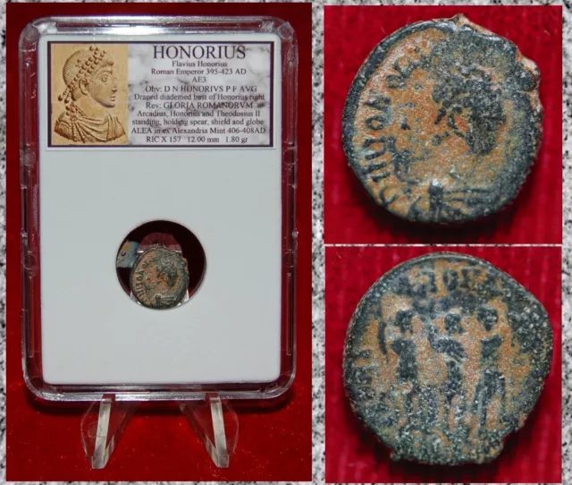ANCIENT ROMAN EMPIRE Coin HONORIUS Three Emperors On Reverse Alexandria ...