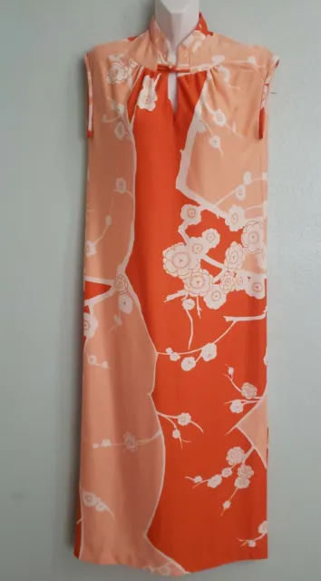 Vtg  Kiyomi Hawaii Liberty House MuuMuu Dress Coverup Sz M/L orange floral