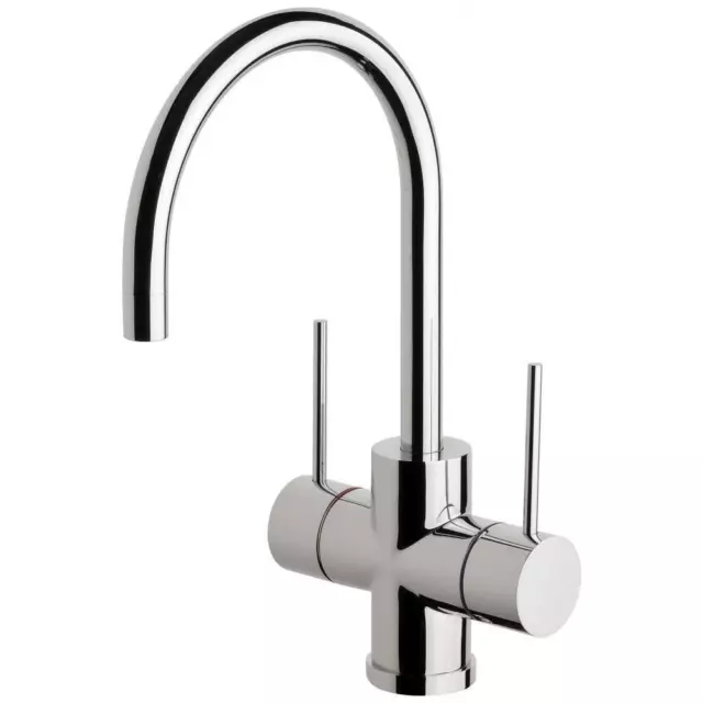 New Twin Handle Sink Mixer 160mm Spout Gooseneck Tap Chrome WELS Vivid VS711 CHR