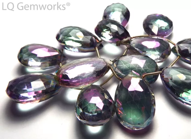 MYSTIC RAINBOW QUARTZ 23-26mm Faceted Teardrop Focal Bead