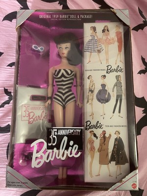 BARBIE 35TH ANNIVERSARY 1959 REPRODUCTION DOLL AND BOX 1993 NIRFB £21.