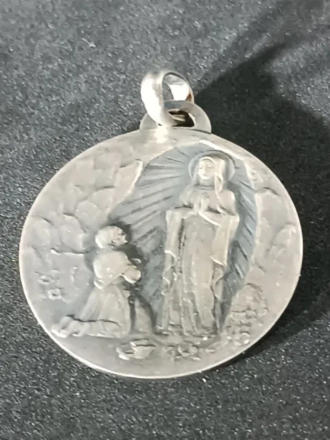 Grande Médaille De Lourdes En Argent Massif  Religion Dévotion