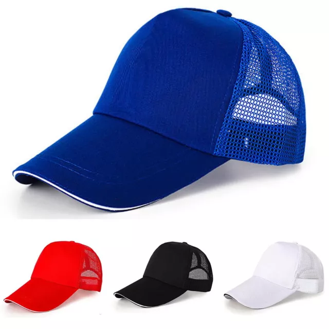 UK Baseball Mesh Cap Mens Womens Adjustable Plain Summer Classic Sports Sun Hat