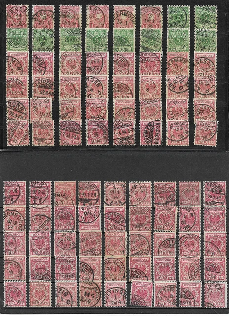 Deutsches Reich Dublettensammlung Nr. 33 456 und 47 - gestempelt - Farbvarianten