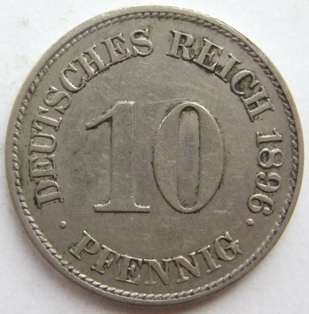 Moneta Reich Tedesco Impero Tedesco 10 Pfennig 1896 E IN Extremely fine