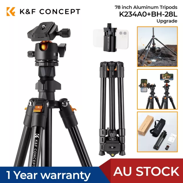 K&F Concept 15-63" Camera Tripod Aluminum With 360° Ball Head 17.64lbs/8kg Load