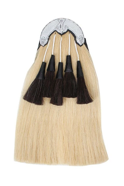 Synthetic Long Hairs Sporran White Color Body With Two Black Tassels main image 1
