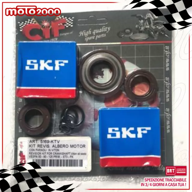 Kit Revisione Albero Motore Cuscinetti Skf Paraoli Or Vespa Pk Xl Fl 50 125 150