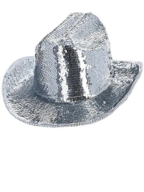 Fever Deluxe Sequin Studded Captains Hat, Silver