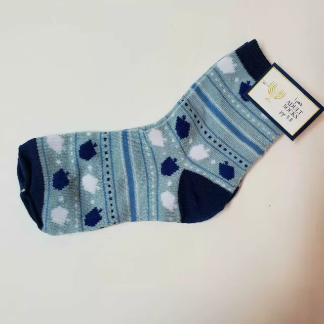 New Beautiful Hanukah Design Adult/Kids Socks Size 9-11  2 Pairs