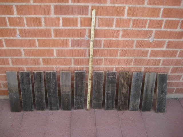 Vtg 5/8" x 3 1/4" x 13" Reclaimed Weathered Wood Fence Boards Art Set of 12 USA