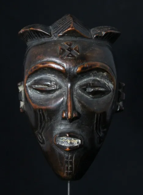 authentic old Chokwe Passport Mask, miniature Mwana Pwo mask, tribal art Africa