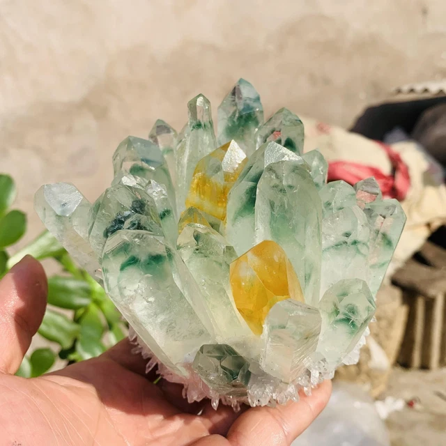 1265g New Find green Phantom Quartz Crystal Cluster Mineral Specimens Healing