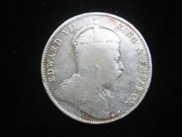 Straits Settlements 20 Cents 1910 Silver British Malaysia Singapore 206# Coin