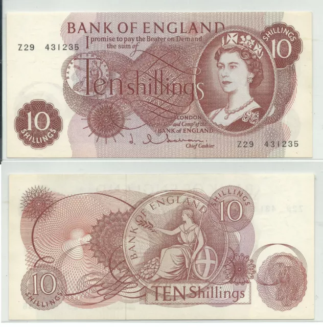 Banknote; one @ 10/- Hollom (1962-1967)