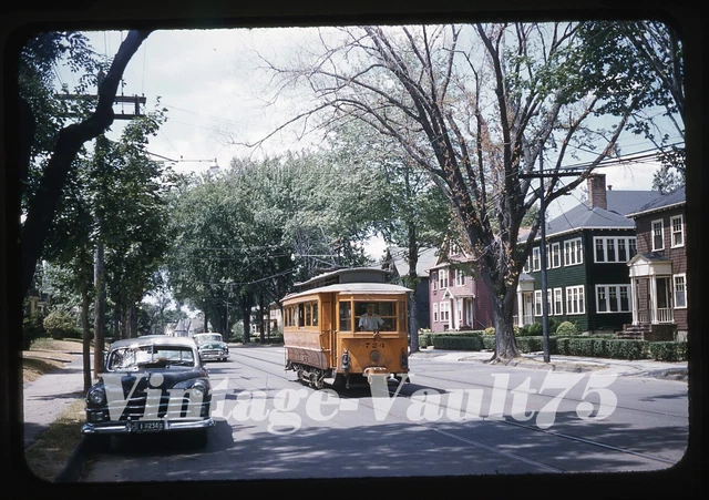 Original Slide Trolley 724 Mta Boston Kodachrome 1950'S