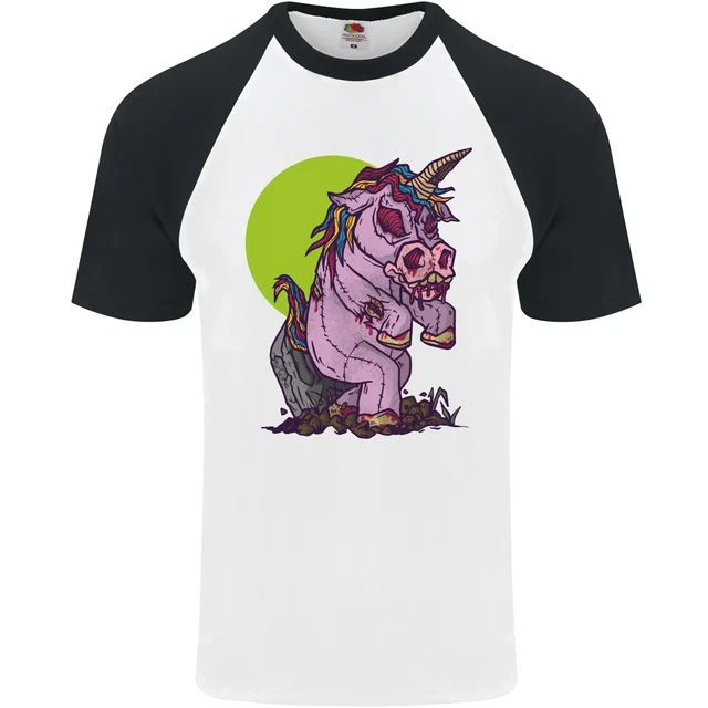 A Zombie Unicorn Divertente Halloween Uomo S/S Baseball T-Shirt