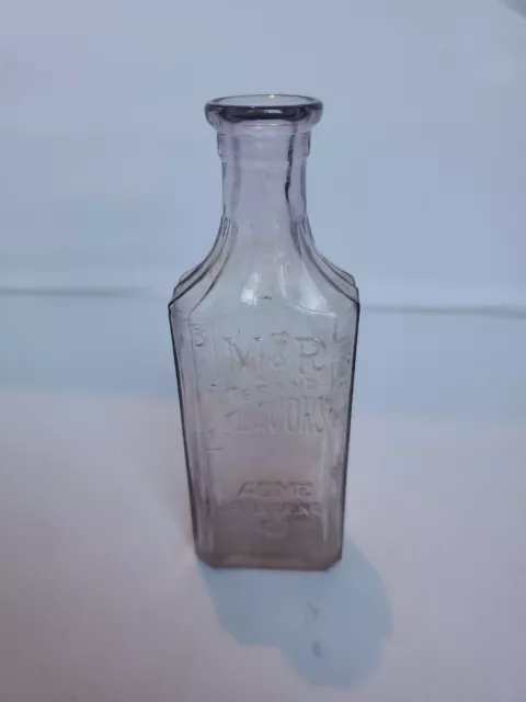 Antique Amythist  Bottle Acme Flavoring Co M&R Brand Flavoring Extract 1800s