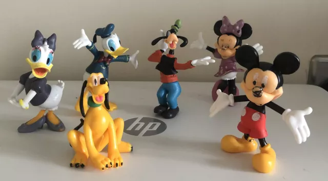 Bundle Of 6 Vintage Disney Toy Figures Mickey Minnie Donald Daisy Pluto Goofy
