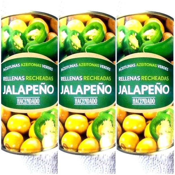 Spanien:3 X 350 gr - Grüne Oliven  JALAPEÑO