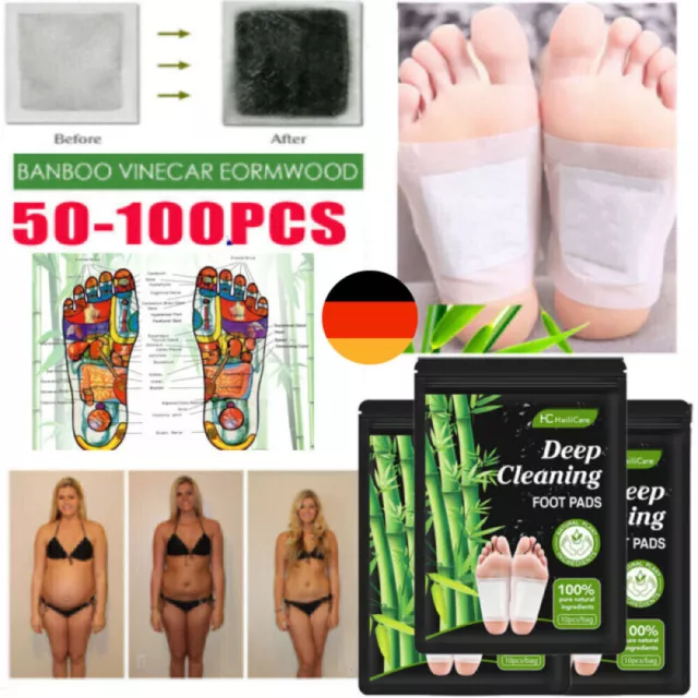 100/50X Fusspflaster Detox Ginger Bambus Foot Pad Entgiftung Vitalpflaster