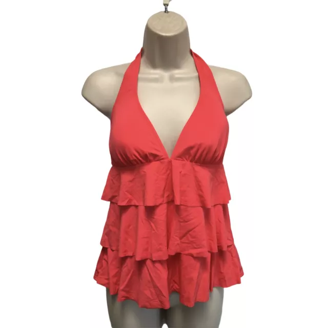 Ann Taylor Tiered Ruffle Pink Tankini Top Swimsuit Size S NWT $79