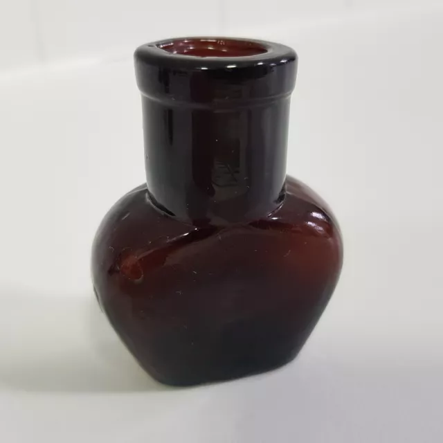 Antique OXO 1oz miniature bottle amber brown glass wide Edwardian c1905 England