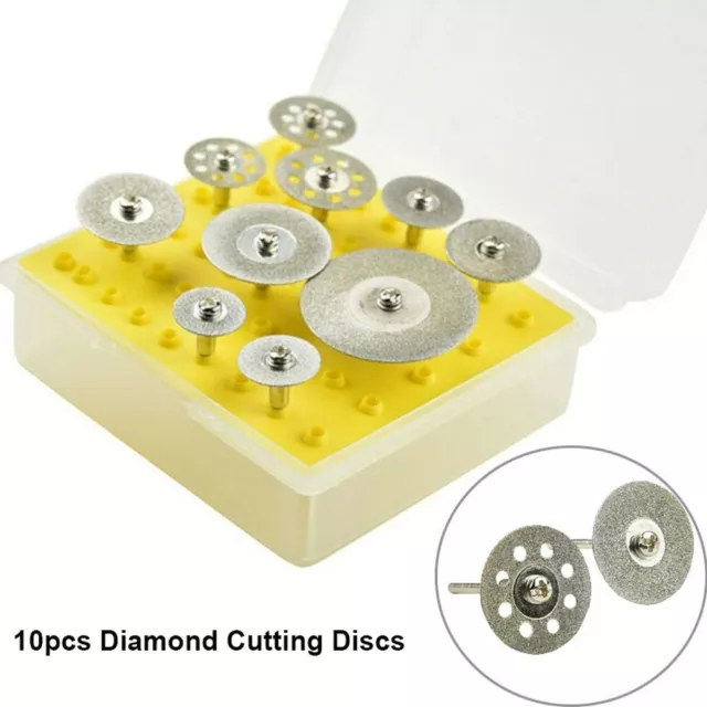 10X Diamond Cutting Discs Wheel Blades Set Drill Bit For Dremel Rotary Tool Kits