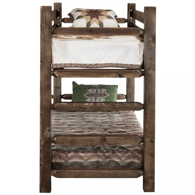 Rustic Bunk Bed TWIN size  FARMHOUSE STYLE Amish Made BunkBeds Western Lodge 3