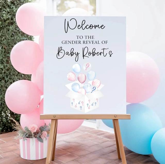 PERSONALISED GENDER REVEAL Party Sign Acrylic Sign Foam Board A3
