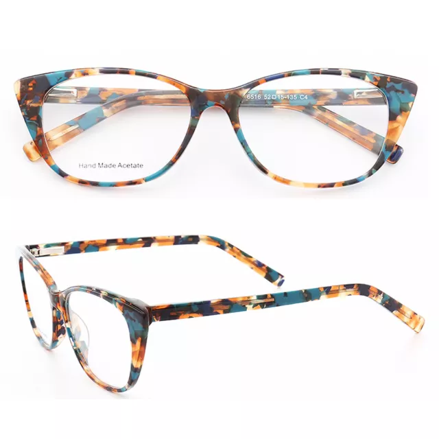 Womens Colorful Fashion Cat Eye Eyeglasses Frames Round Acetate Glasses Tortoise