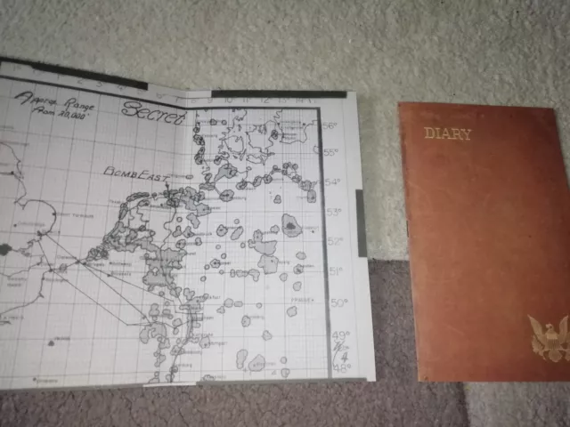 Wwii Ww2 German Flak Map + Pilots Diary-Vtg Repro-War Usa Air Force B17 Bomber