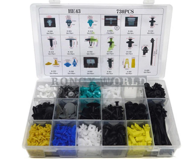 Plastic Car Clips 730Pcs Push Pin Rivet Fasteners Trim Moulding Assortments