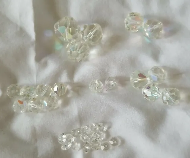 Vintage CRYSTAL Iridescent Diamond Shape Beads 6 Sizes