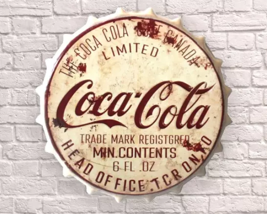 40cm Coca Cola Bar Retro Wall Display Sign Metal Bottle Top Coke Cream Vintage