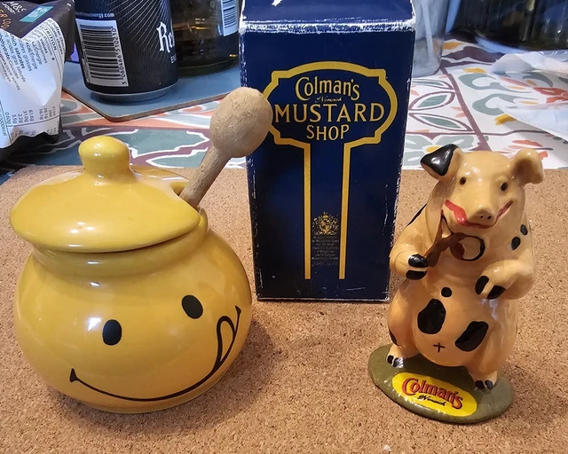 COLMANS MUSTARD POT & Spoon, Advertising Mustard Pig Mustard Shop