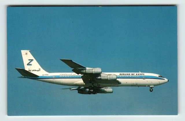 Postcard Aircraft ZAS Airline of Egypt Boeing 707-328C Airplane Jet Aerial