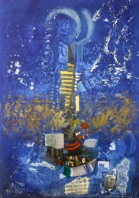 Nissan Engel (Israeli)  Reve Bleu Hand-Signed & numbered Etching 