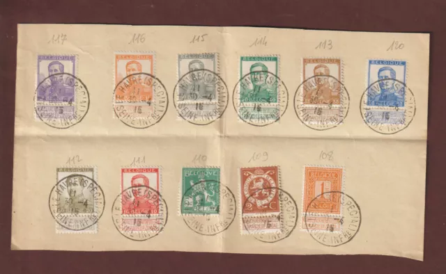 BELGIQUE 1912 / 1913 - n°108 au 117 - 11 valeurs - Tampon spécial LE HAVRE 1915