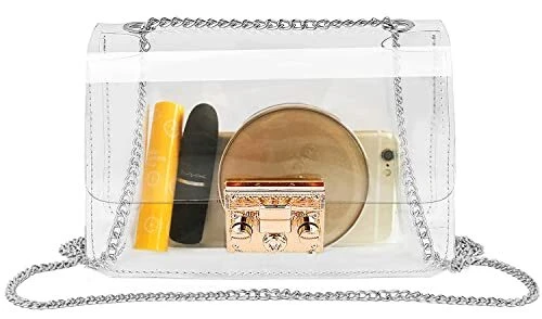 Silver, Clear Crossbody Purse Bag, Shoulder Handbag pouch Stadium/Concert Venues