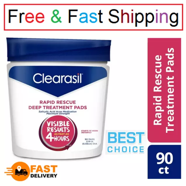 New Clearasil Salicylic Acid Rapid Rescue Deep Treatment Acne Pads, 90 count