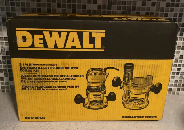 NEW Dewalt DW618PKB 2-1/4 HP Corded Fixed Plunge Base Router Combo Kit