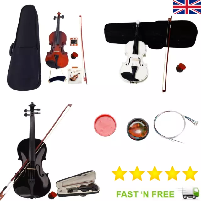 4/4 Acoustic Violin with Case Bow Rosin Complete Full Size for Adult Teenager UK