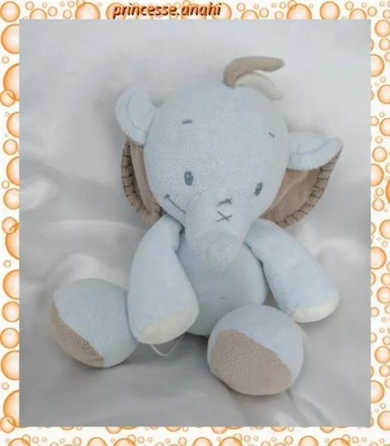 Doudou Peluche Eléphant Musical Bleu Et Marron Nattou