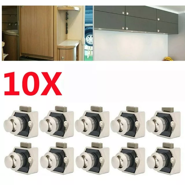 10X Bouton Poussoir Attraper Serrure Armoire Commode Porte Camping-Car Caravane 3