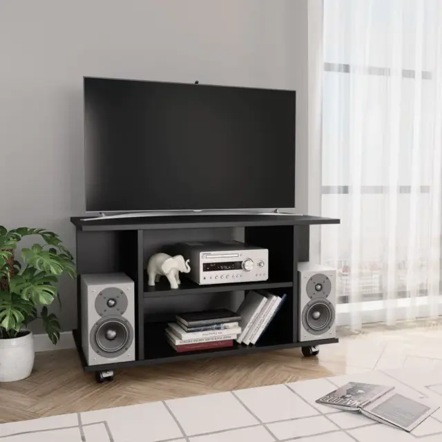 NNEVL TV Cabinet with Castors Black 80x40x40 cm Chipboard