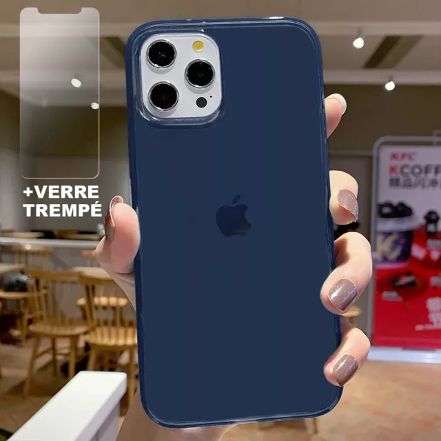 Coque TPU + Protection Verre Trempé pour iPhone 14 13 Pro Max mini 12 11 XR SE 7