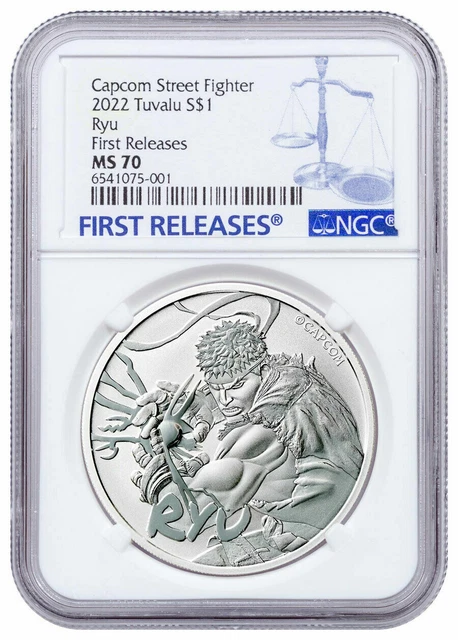 2022 TUVALU STREET Fighter Ryu 1oz Silver Colored Coin in Card